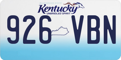 KY license plate 926VBN