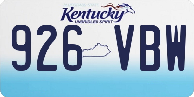 KY license plate 926VBW