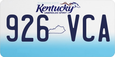 KY license plate 926VCA