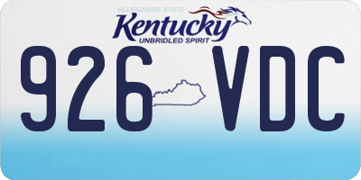 KY license plate 926VDC