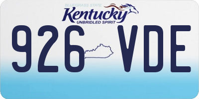 KY license plate 926VDE