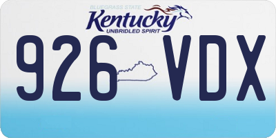 KY license plate 926VDX