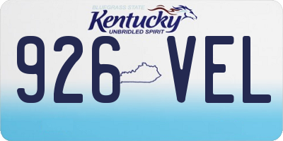 KY license plate 926VEL