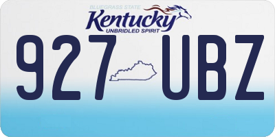 KY license plate 927UBZ