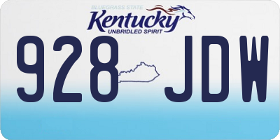 KY license plate 928JDW