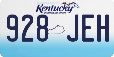 KY license plate 928JEH