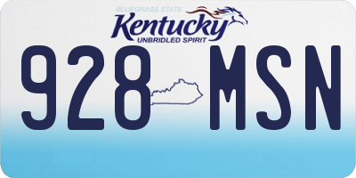 KY license plate 928MSN