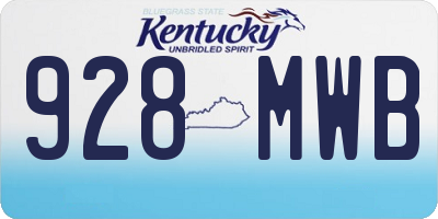 KY license plate 928MWB