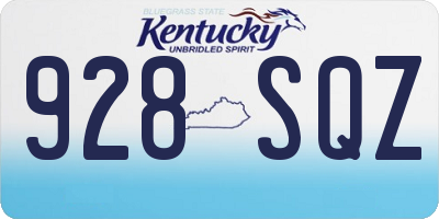 KY license plate 928SQZ