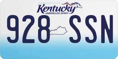 KY license plate 928SSN
