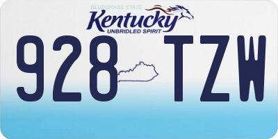 KY license plate 928TZW