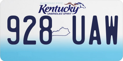KY license plate 928UAW