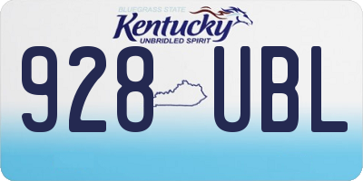 KY license plate 928UBL