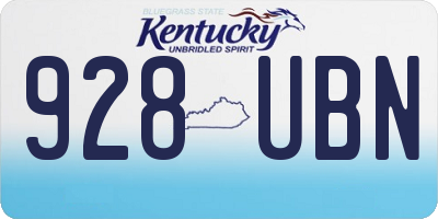 KY license plate 928UBN