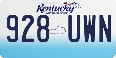 KY license plate 928UWN