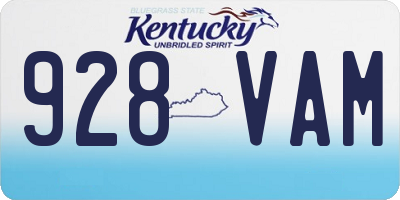 KY license plate 928VAM