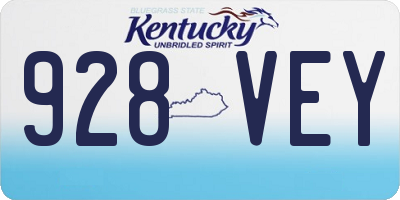 KY license plate 928VEY