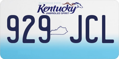 KY license plate 929JCL