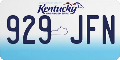 KY license plate 929JFN