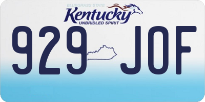 KY license plate 929JOF