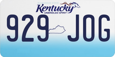 KY license plate 929JOG