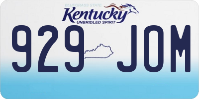 KY license plate 929JOM