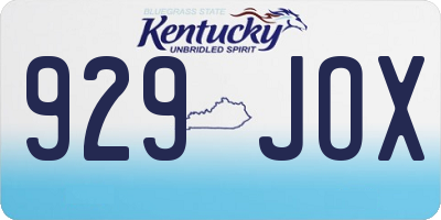 KY license plate 929JOX