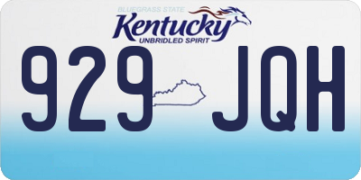 KY license plate 929JQH