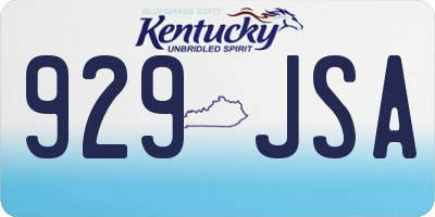 KY license plate 929JSA