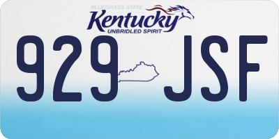 KY license plate 929JSF