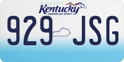 KY license plate 929JSG