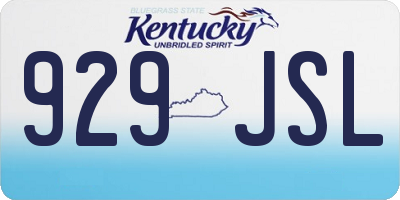 KY license plate 929JSL