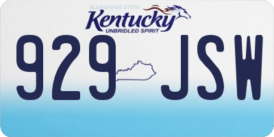 KY license plate 929JSW