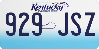 KY license plate 929JSZ