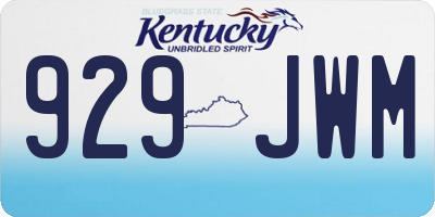 KY license plate 929JWM