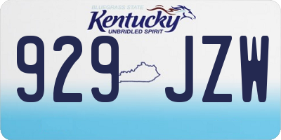 KY license plate 929JZW