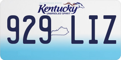 KY license plate 929LIZ