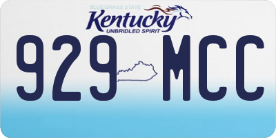 KY license plate 929MCC