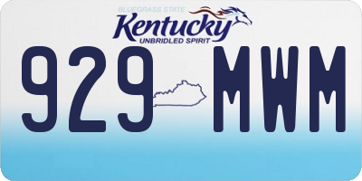 KY license plate 929MWM