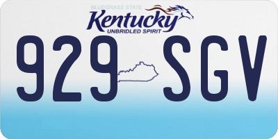KY license plate 929SGV
