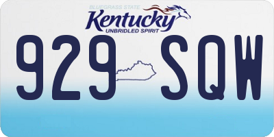 KY license plate 929SQW