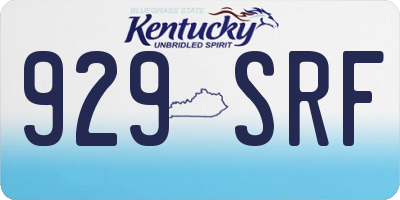 KY license plate 929SRF
