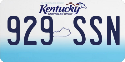 KY license plate 929SSN