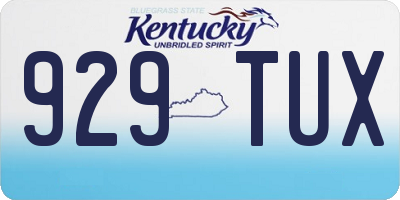 KY license plate 929TUX
