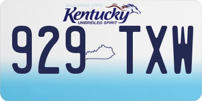KY license plate 929TXW