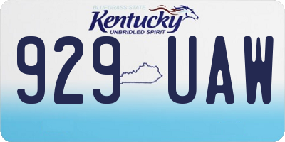 KY license plate 929UAW
