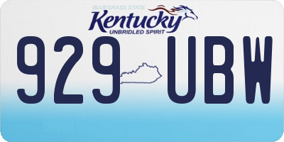 KY license plate 929UBW