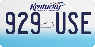 KY license plate 929USE