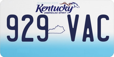 KY license plate 929VAC