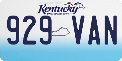 KY license plate 929VAN